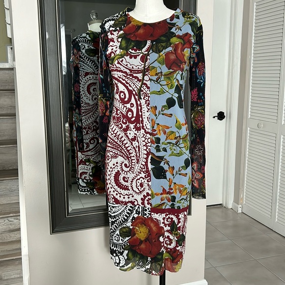 Louisiana Lined Combo Print Long Sleeve Crew Neck Dress size L- EUC - Picture 4 of 16